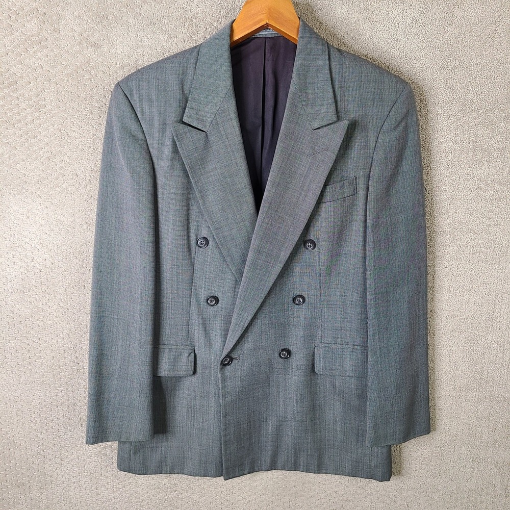 Executive Collection Jacket Mens 38R Gray Double Breasted Blazer Coat USA Made